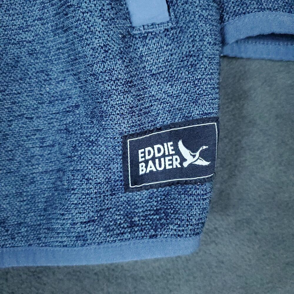 Eddie Bauer Sweater Men’s XL Knit Pullover 1/4 Snap Mock Neck Blue - Picture 4 of 11